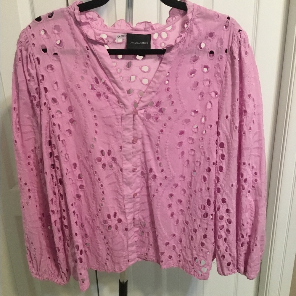 Women's Pink Eyelet Top